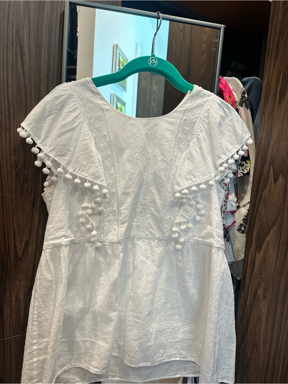 Lilly Pulitzer White Embroidered Pom-Pom Trim Dress